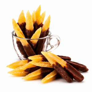 Scorze di limone candite ricoperte di cioccolato fondente